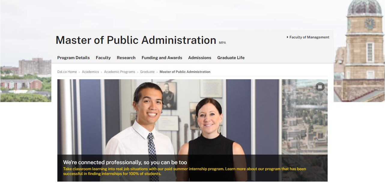 Master of Public Administration at Dalhousie University