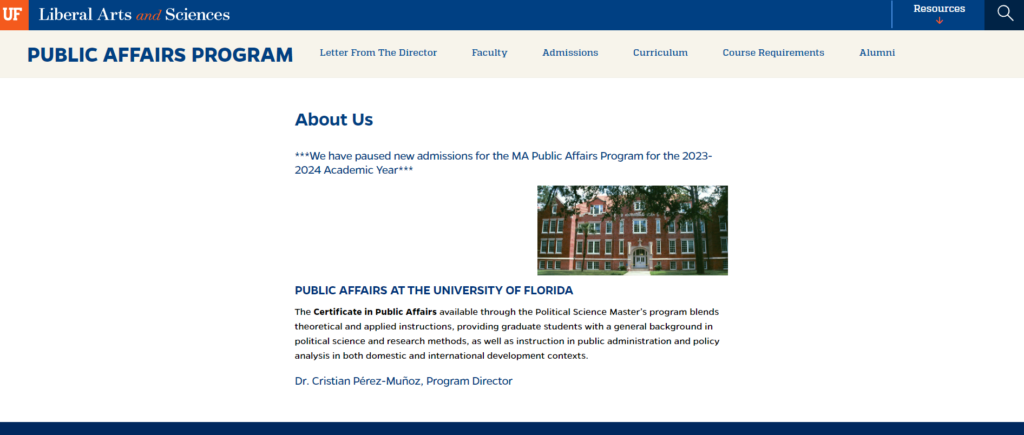 Public Affairs Program - University of Florida